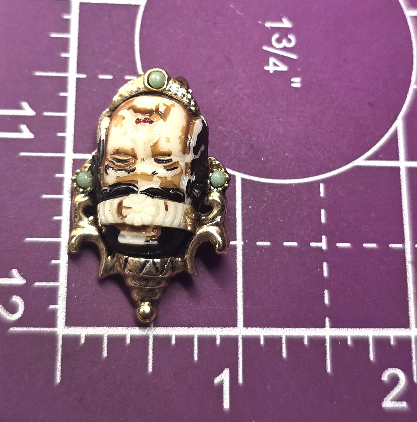 Selro Selini  Toshikane God of Happiness vintage clip on earrings DAMAGED