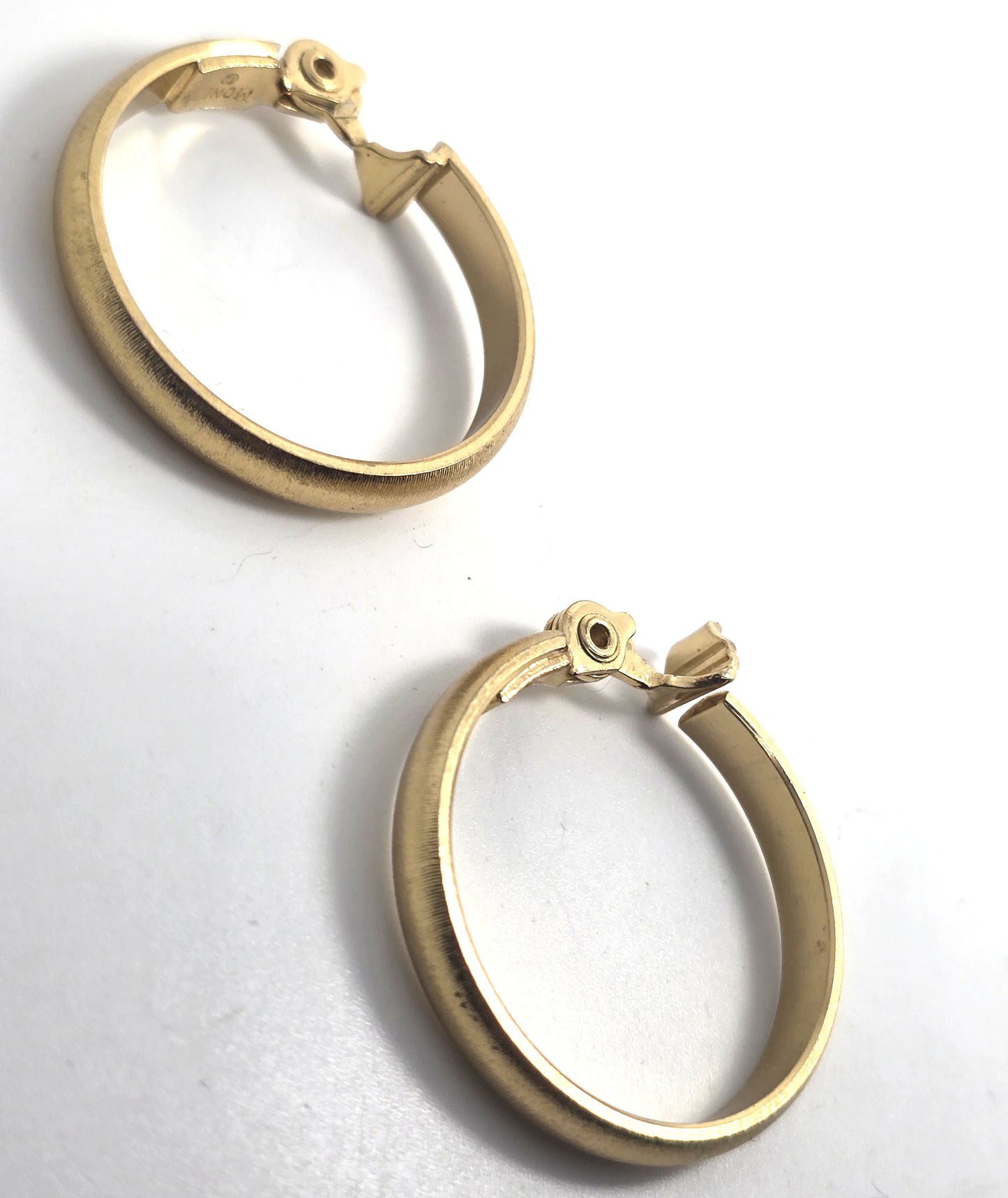Monet gold toned vintage 1980's retro clip on large hoop earrings