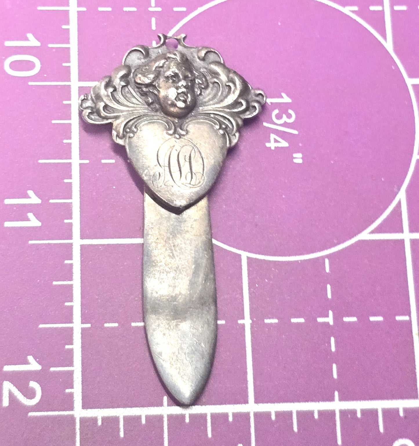 Gorham antique Victorian cupid cherub putti sterling silver 1800's bookmark