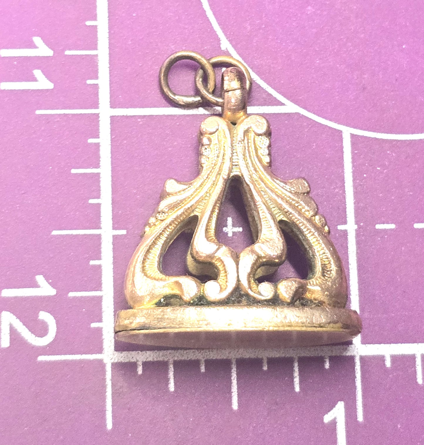Victorian yellow Gold filled scroll antique watch fob charm pendant blank