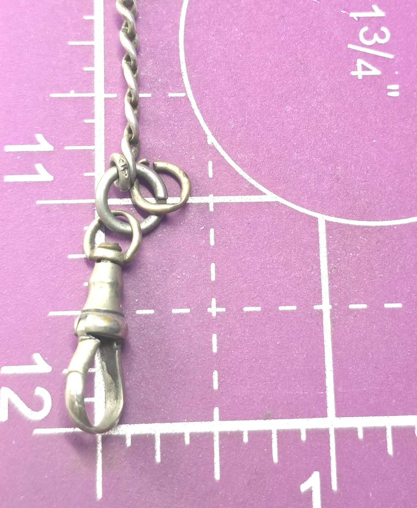 NCR Co Victorian antique silver toned vintage watch fob chain missing clip