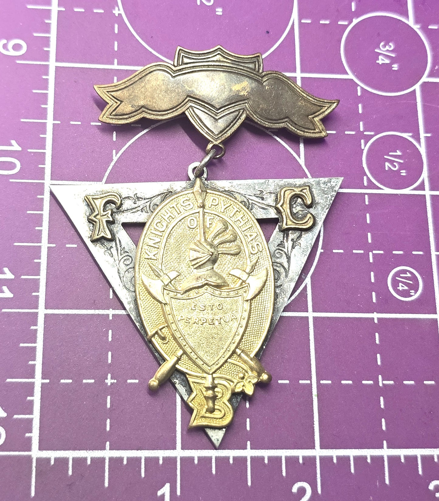 Knights Of Pythias F.C.B. Silver Pin Medal  Davies SC 1874 triangle