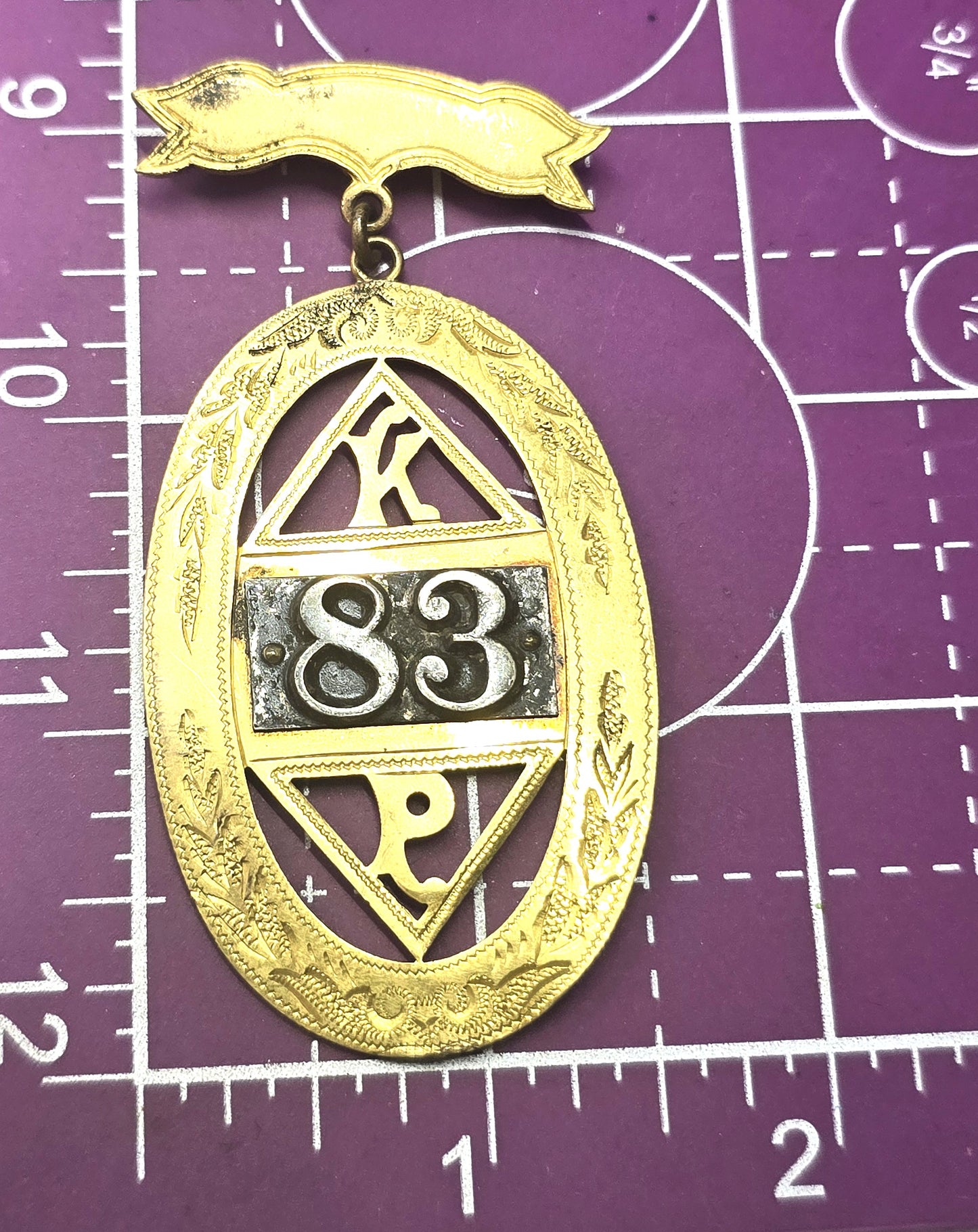 Knights Of Pythias F.C.B. Silver Pin Medal 83 Oval Davies SC 1874