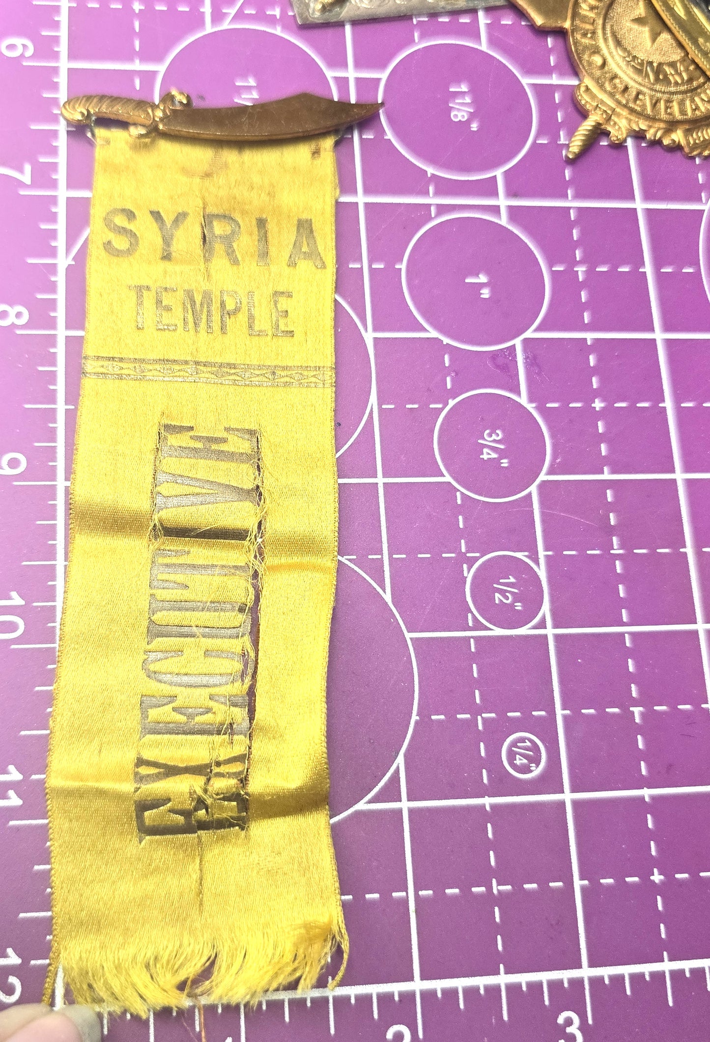 Knights Of Pythias F.C.B. gold filled Syria Temple antique Victorian ribbon