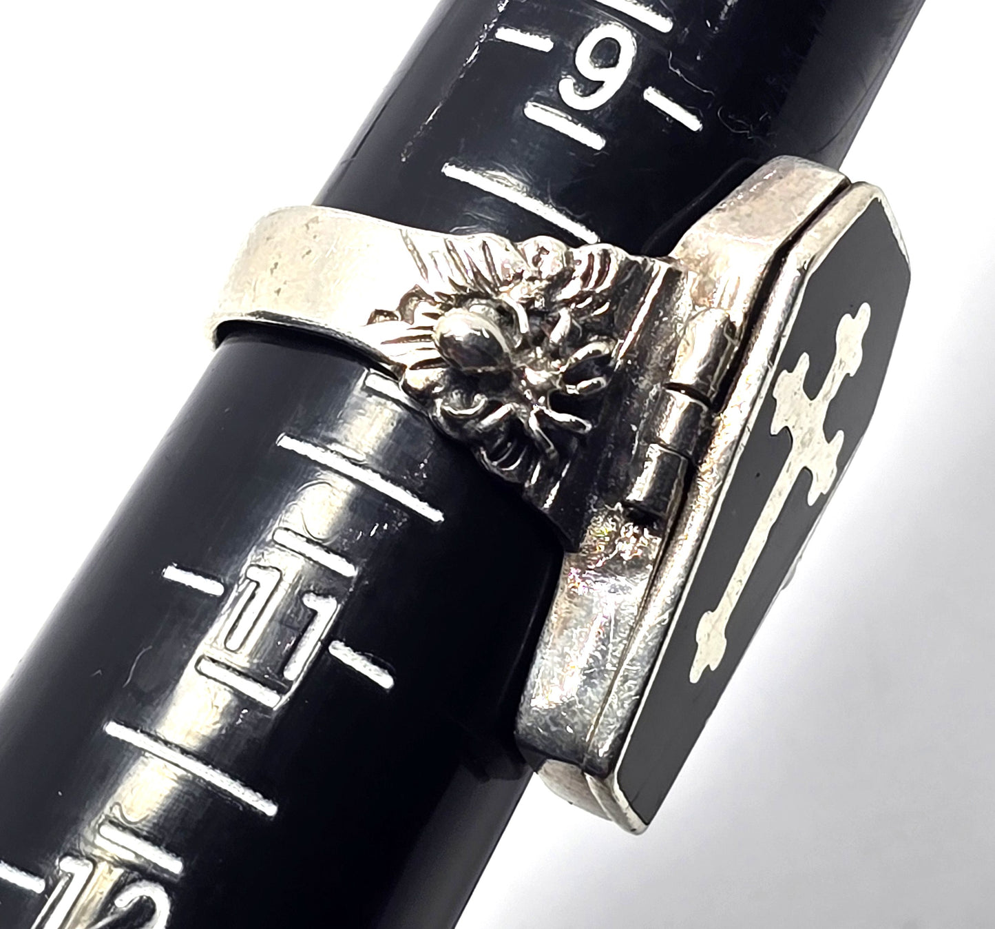 Coffin cross poison ring retro sterling silver spider memento mori goth ring size 10