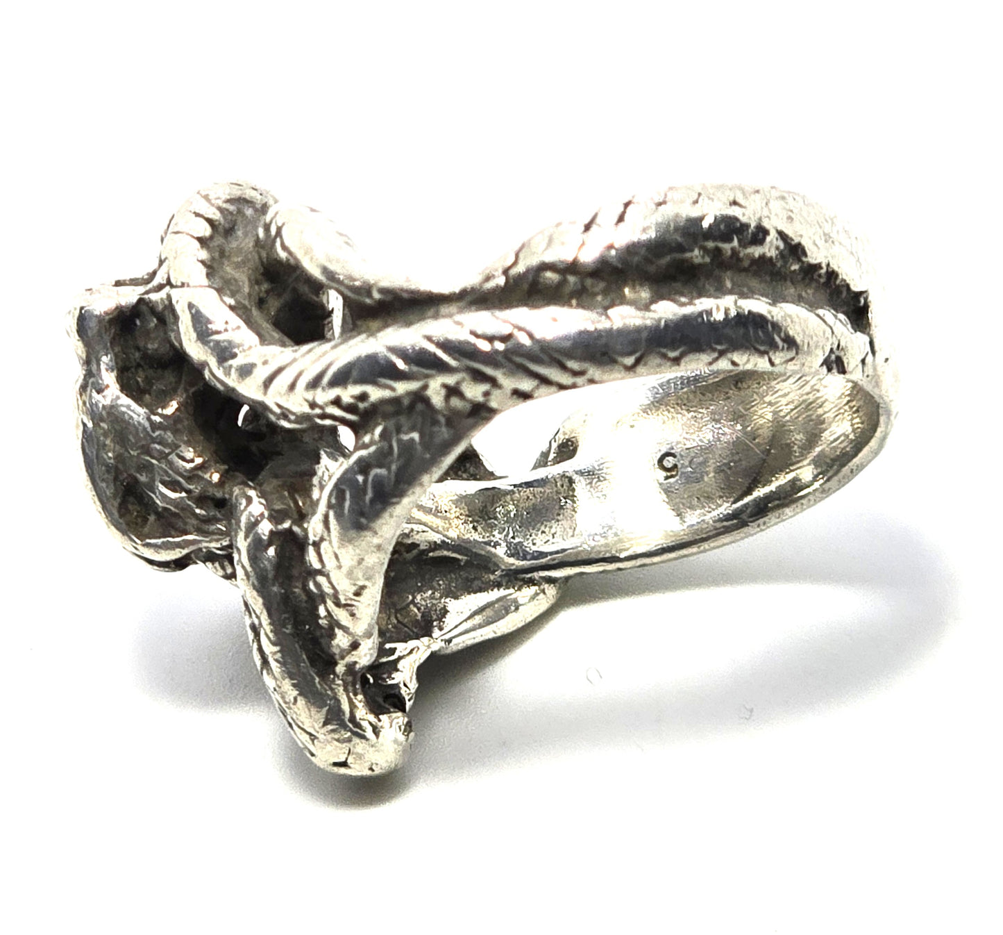 Two headed snake serpent Naga vintage retro thick sterling silver ring size 6