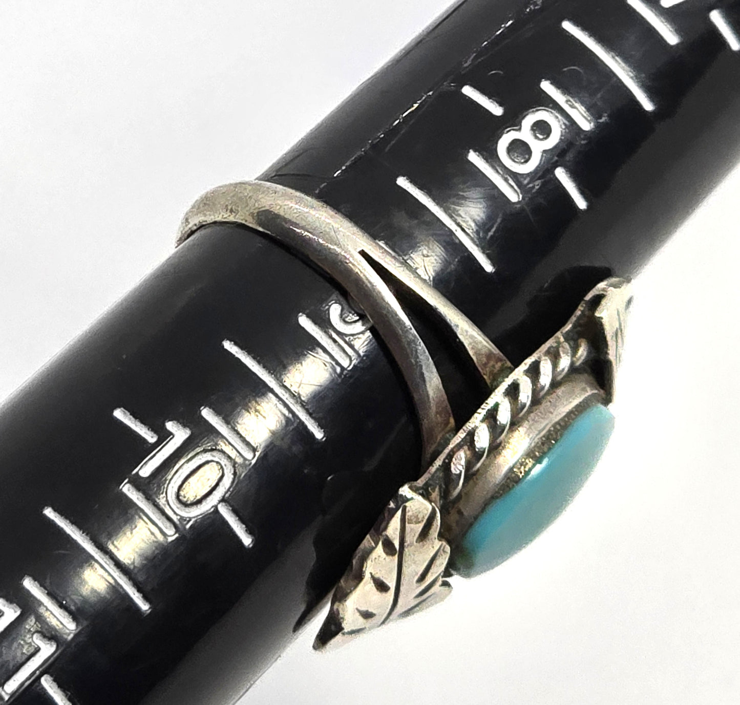 Turquoise Navajo Native American double feather vintage sterling silver ring size 9