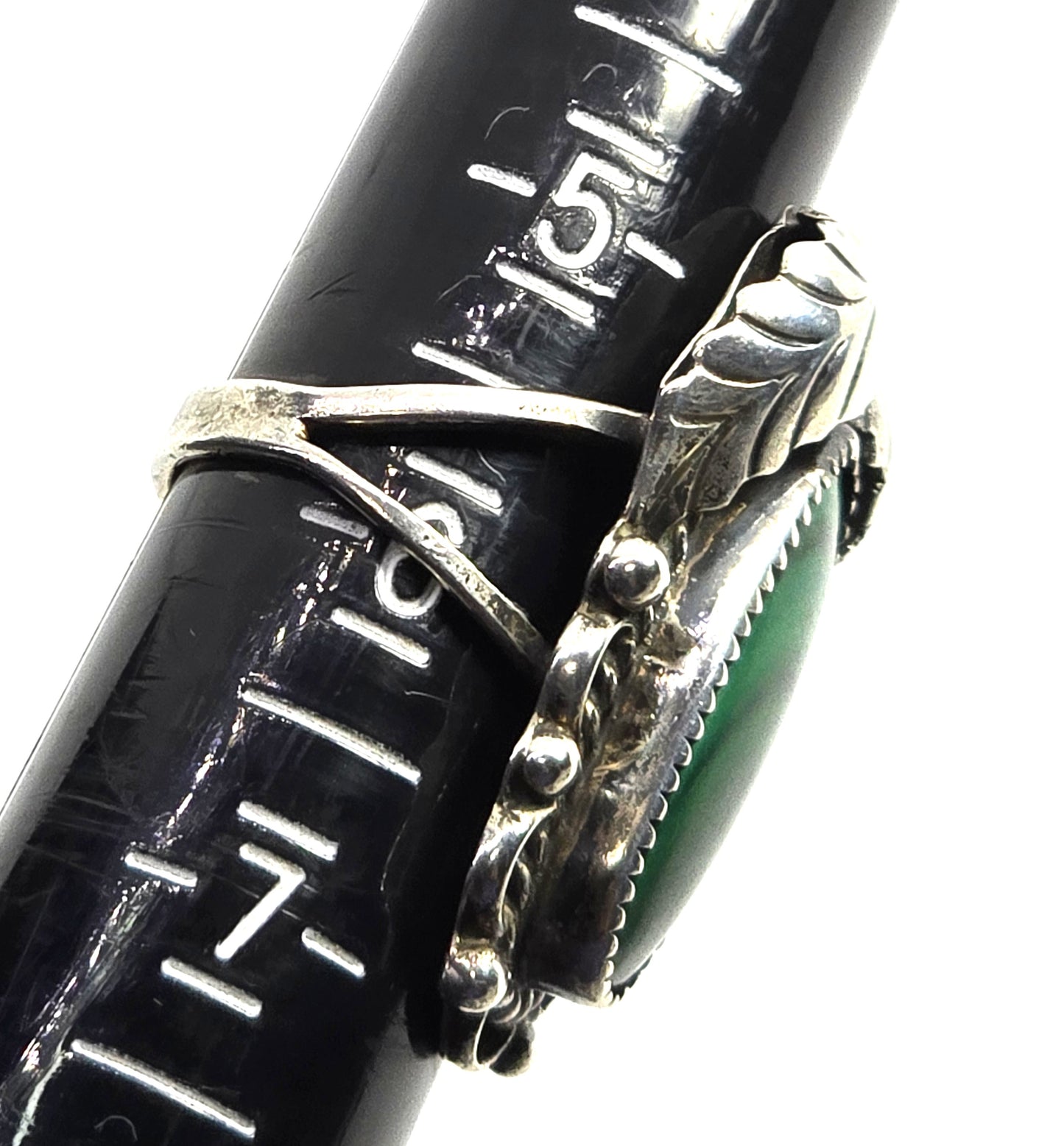 SF Malachite large Navajo Native American feather sterling silver ring size 6