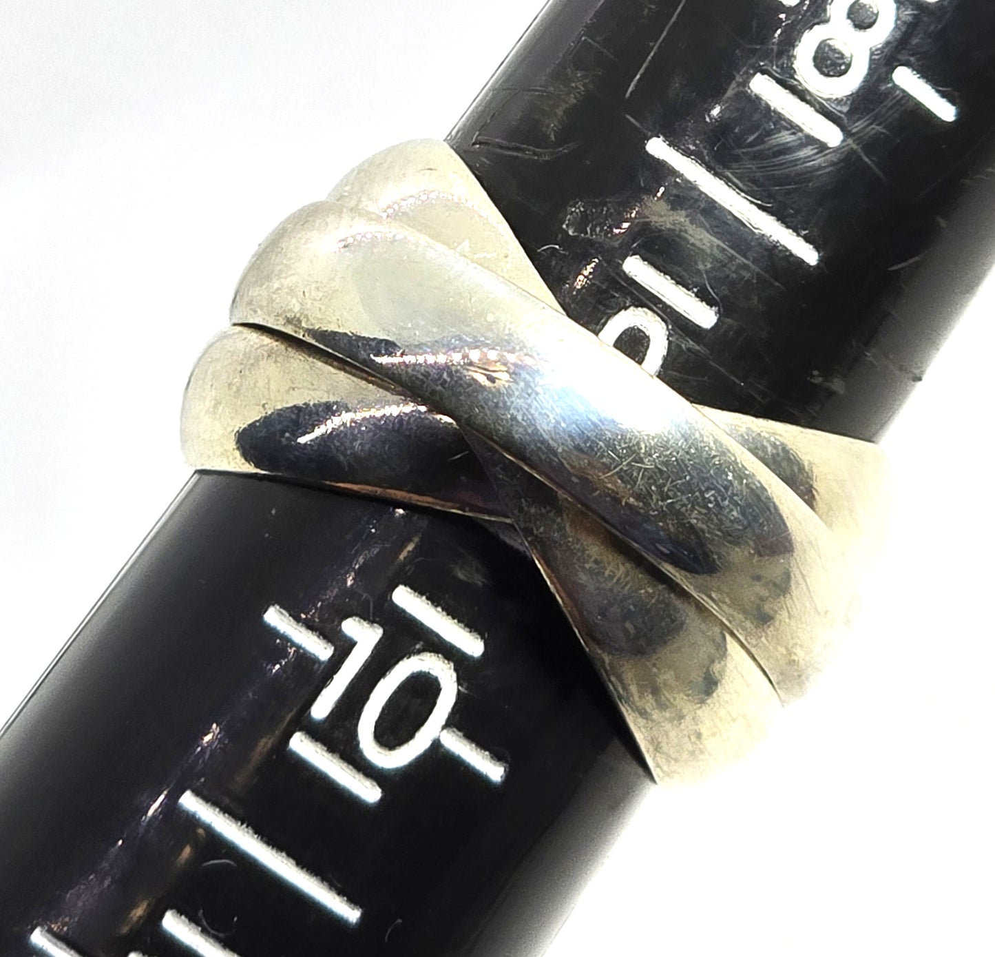 Three band thick vintage sterling silver interlocking puzzle ring size 9