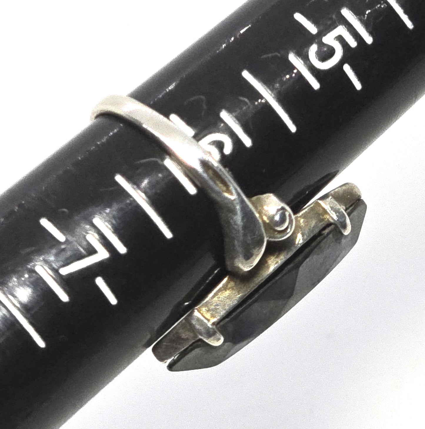 Clark and Coombs rhodium plated sterling silver hematite Art Deco ring size 6