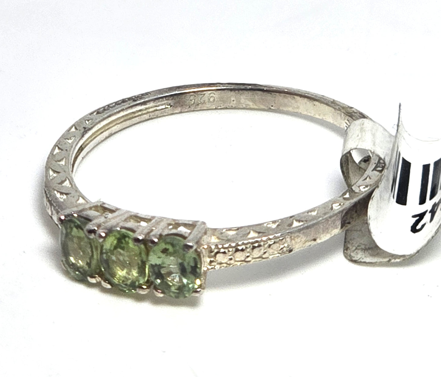 STS Chuck Clemency green Peridot gemstone sterling silver ring size 8