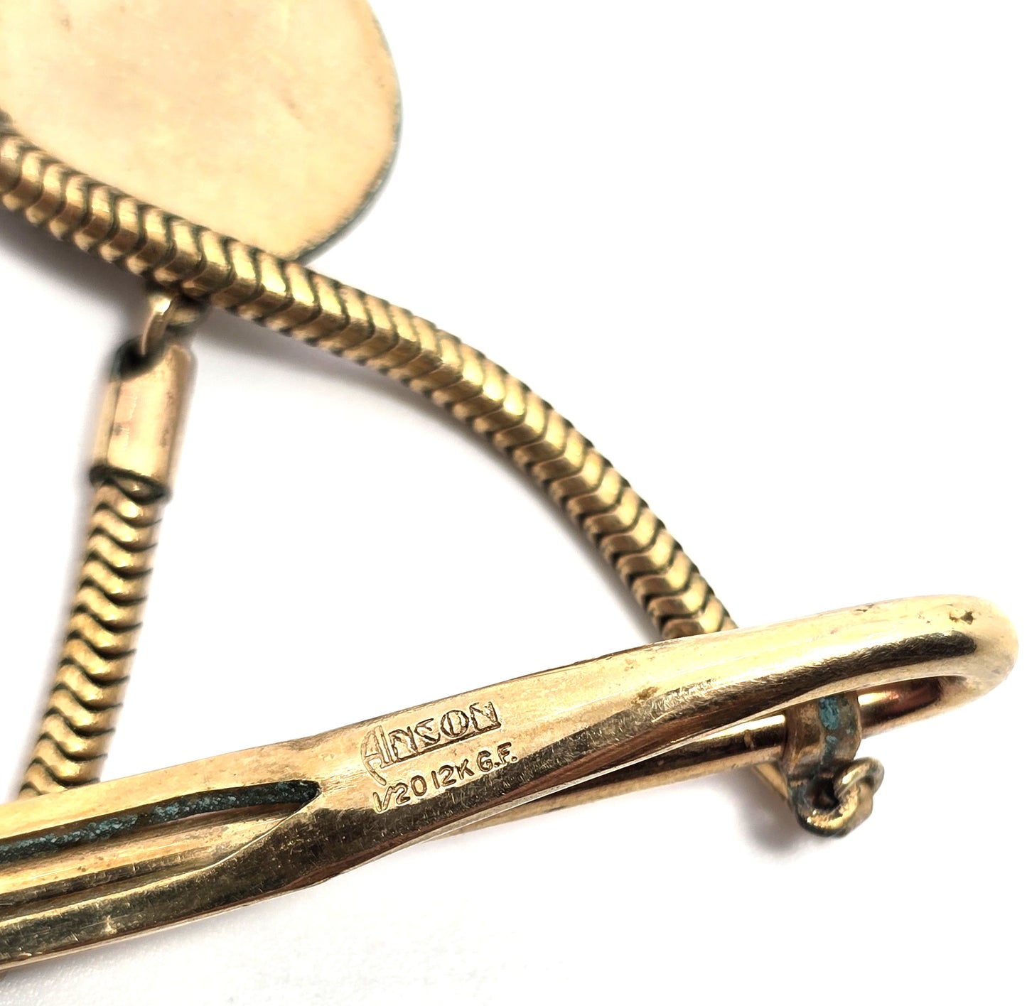 Masonic carved moon Anson 12k yellow gold filled vintage tie clip Freemason