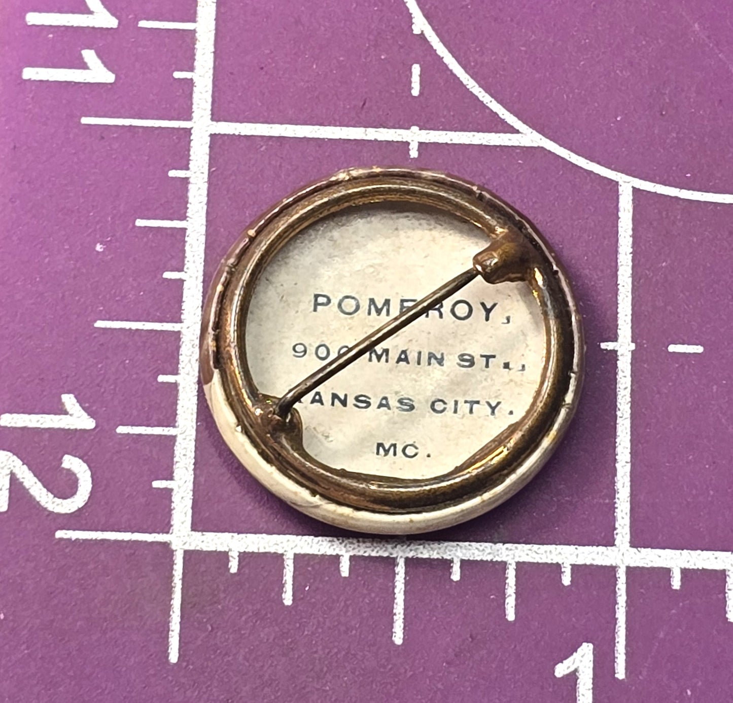 Campaign button Pomeroy antique 7/8ths inch pinback advertisement button 1890's