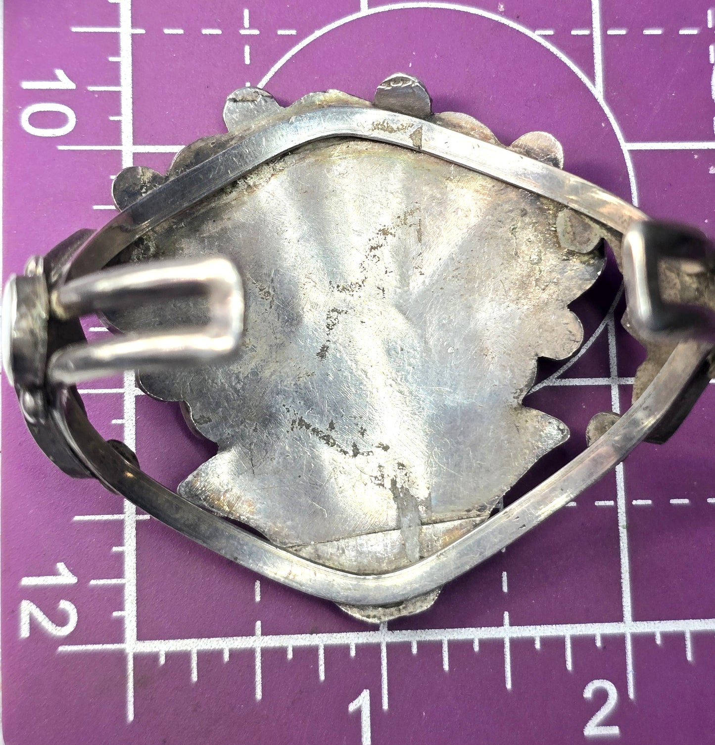 Zuni Sun Face Native American Sterling Silver multi gemstone inlay cuff bracelet