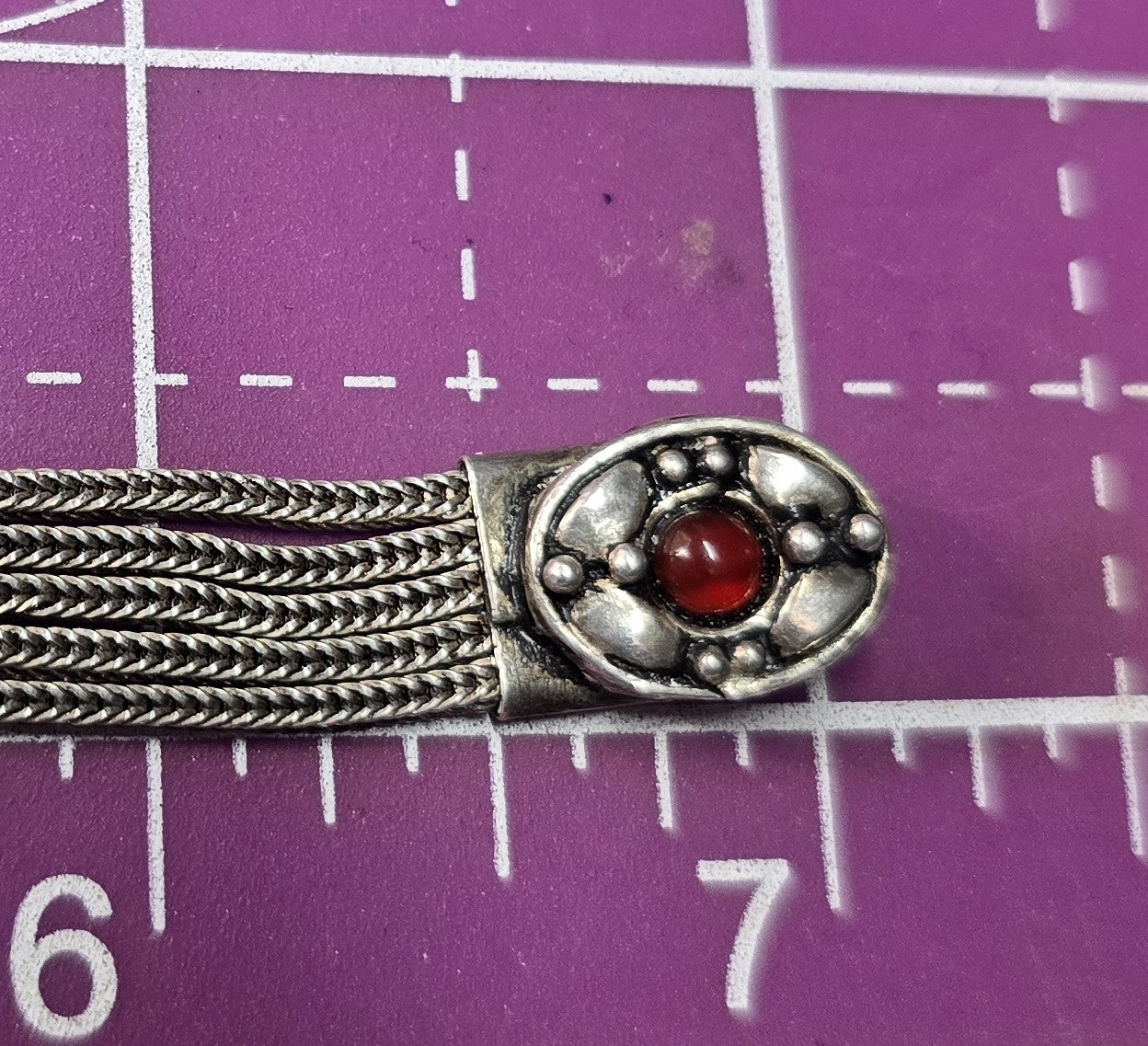 Turkish Ottoman Carnelian foxtail 3 chain 925 sterling silver vintage bracelet