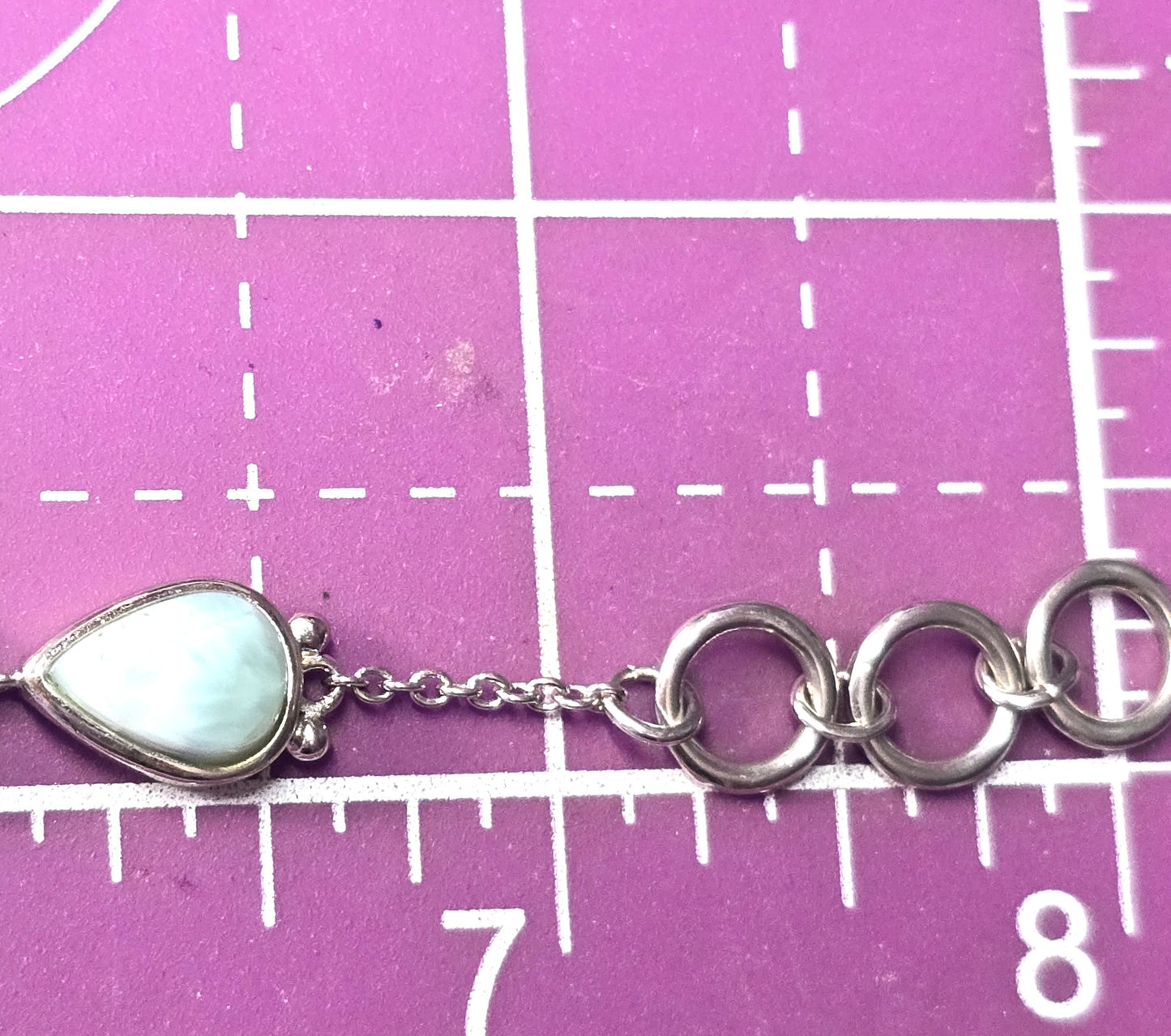 Larimar Dominican Republic blue gemstone BBJ sterling silver 8 inch toggle bracelet