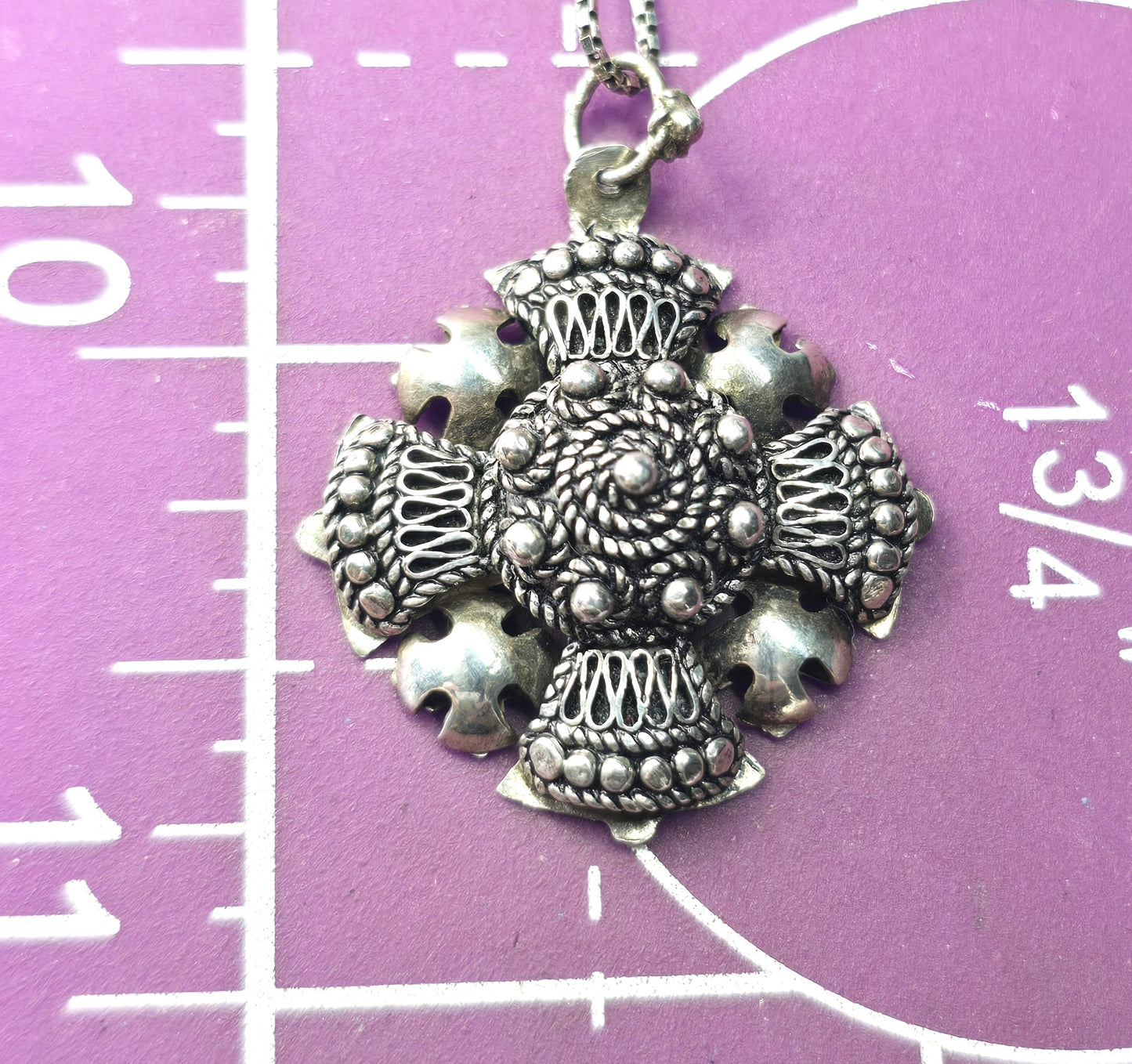 Maltese cross vintage Jerusalem 950 sterling silver vintage necklace