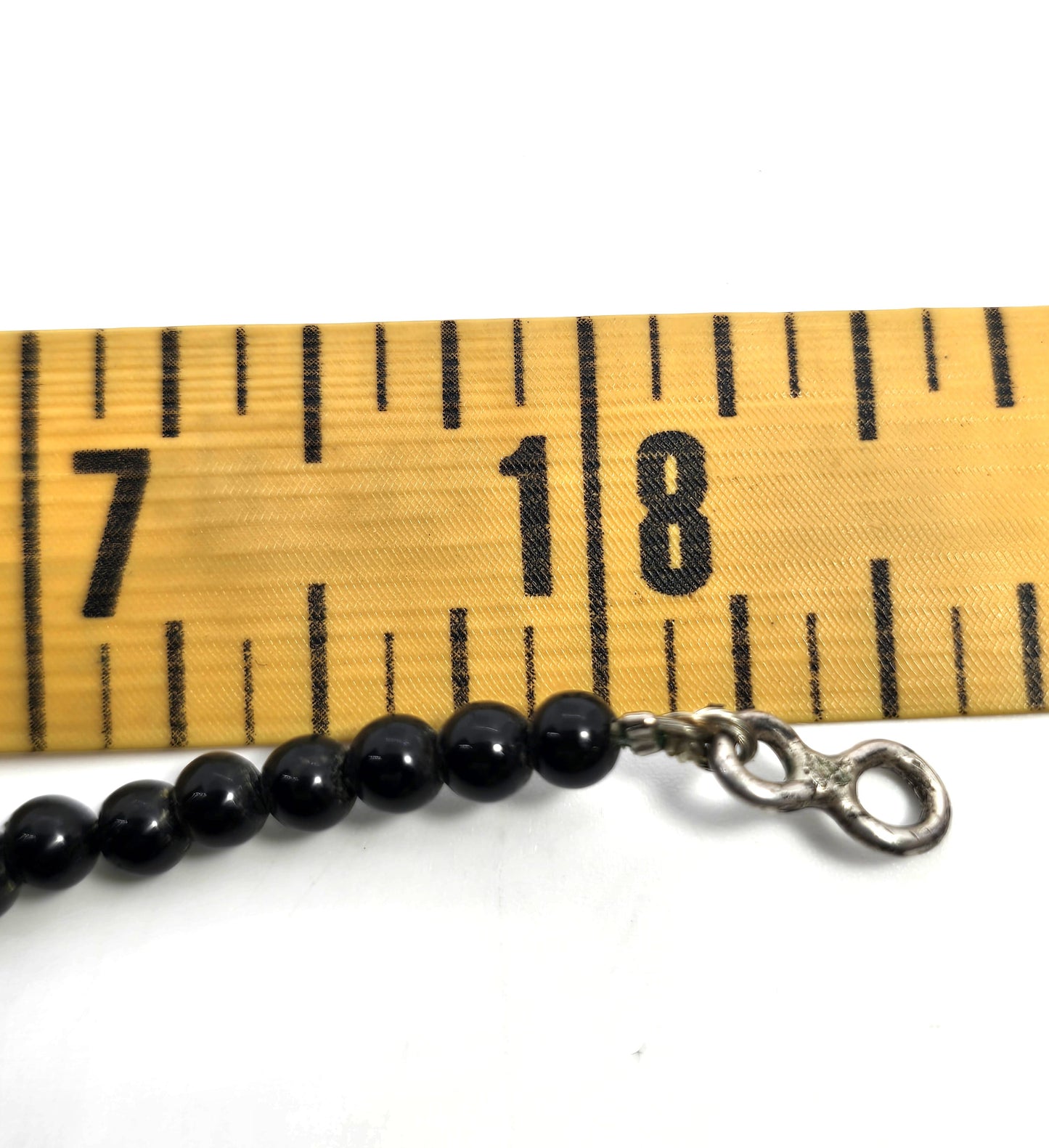 Black onyx gemstone inlay vintage beaded sterling silver wrap pendant necklace