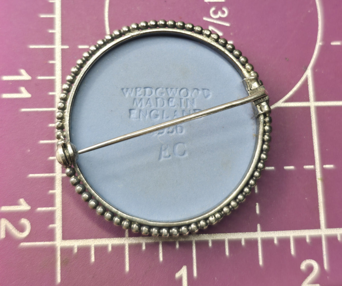 Blue Wedgewood Jasperware cameo vintage sterling silver 1958 Large Brooch