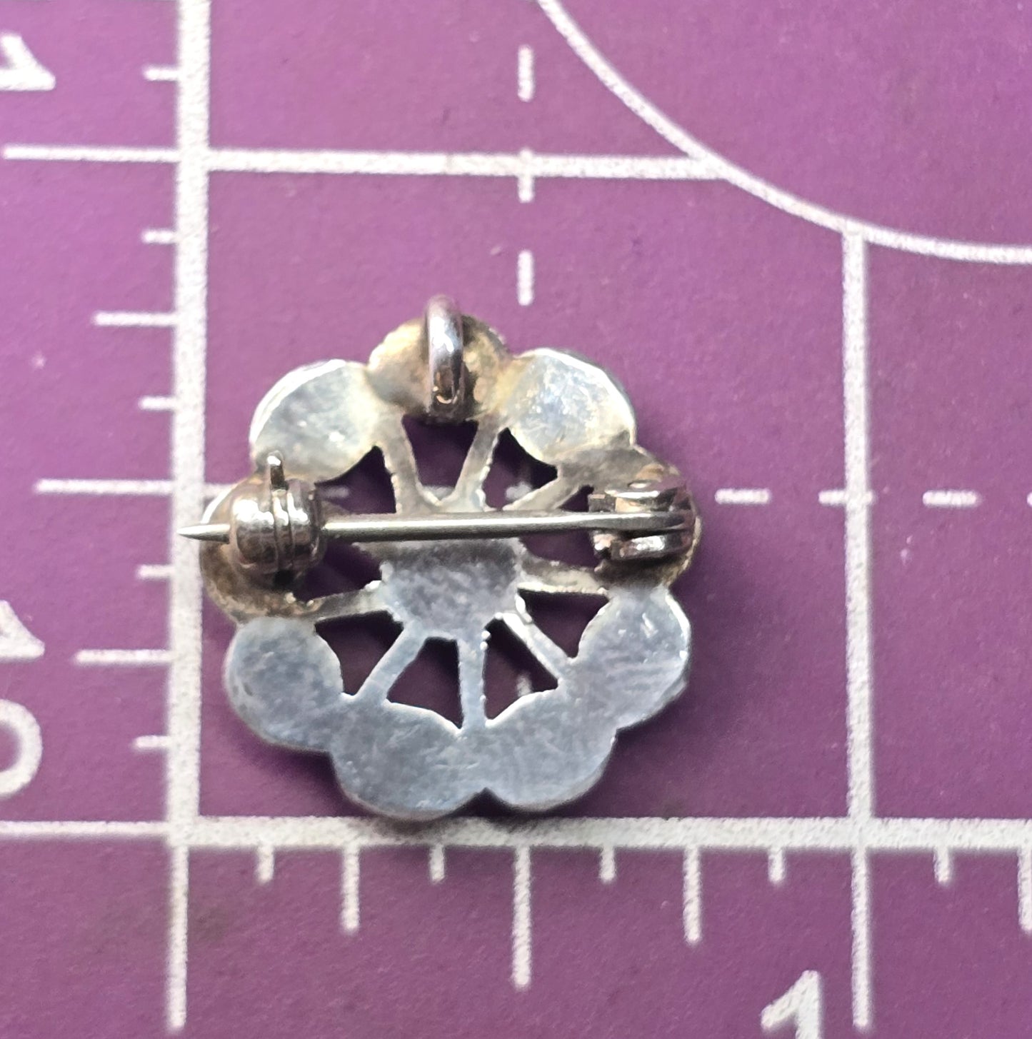 Zuni Snake Eyes petite point turquoise Native American Sterling Silver pendant brooch