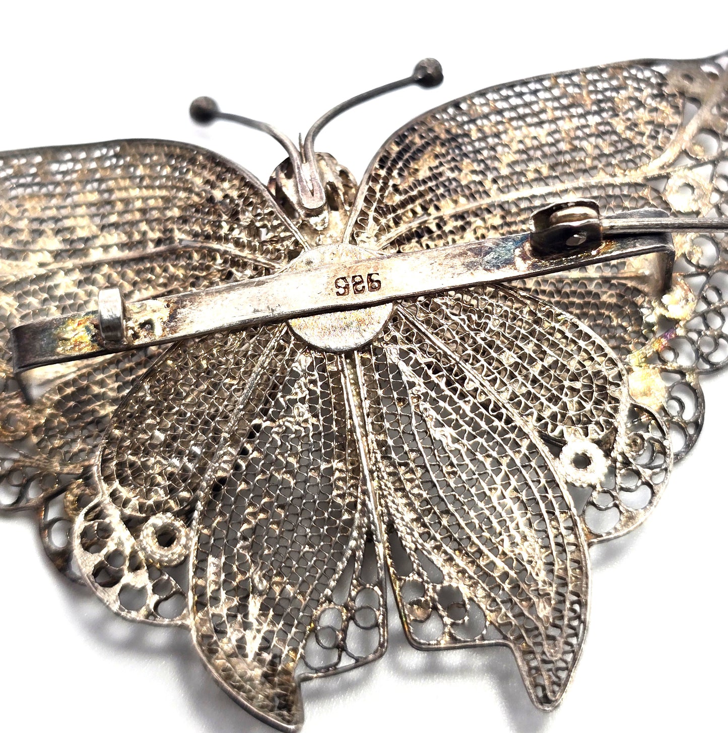 Spun silver large butterfly sterling silver vintage Brooch 925