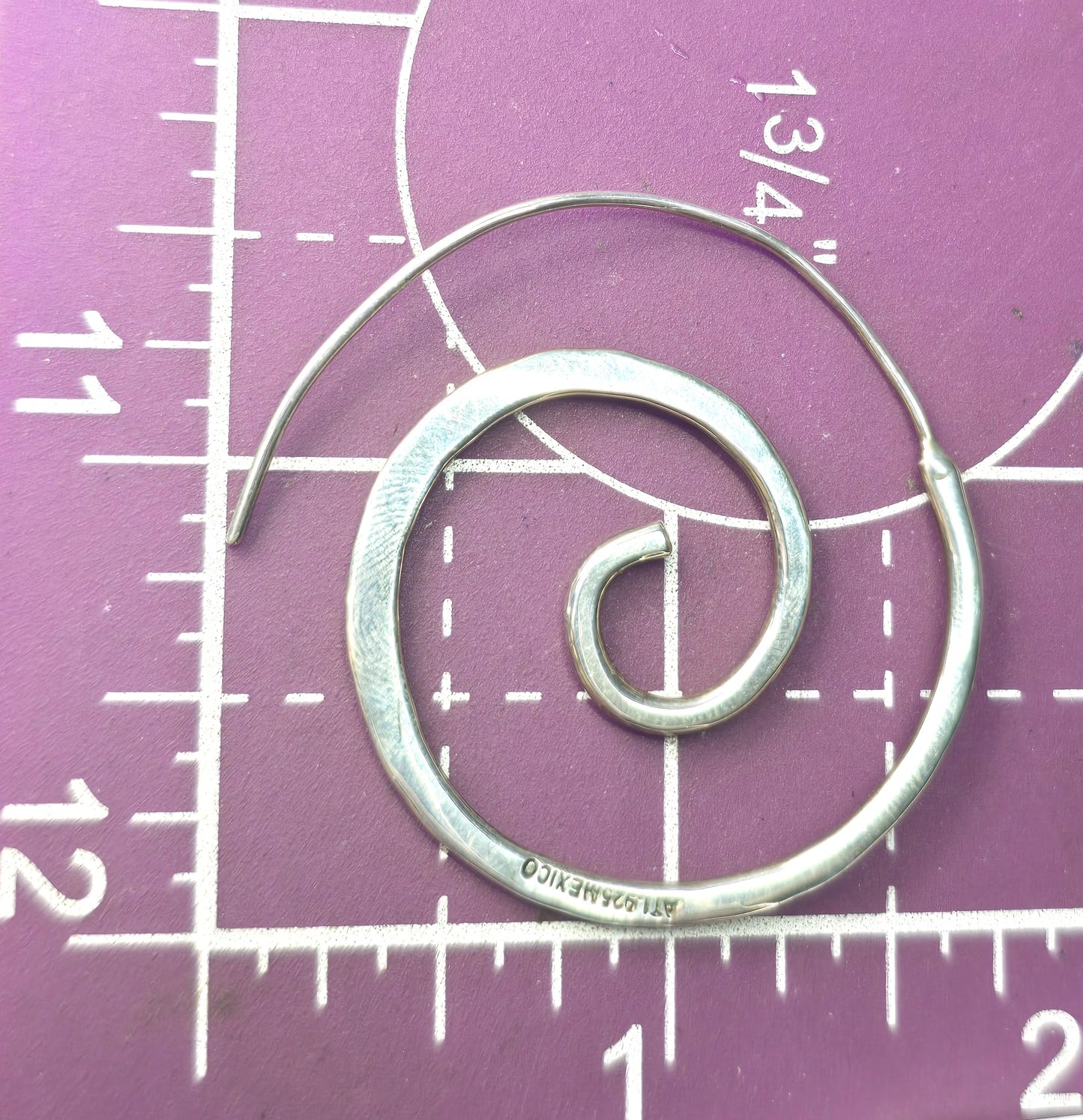 Annika Witt ATI Spiral hammered hoops sterling silver large hoop swirl earrings