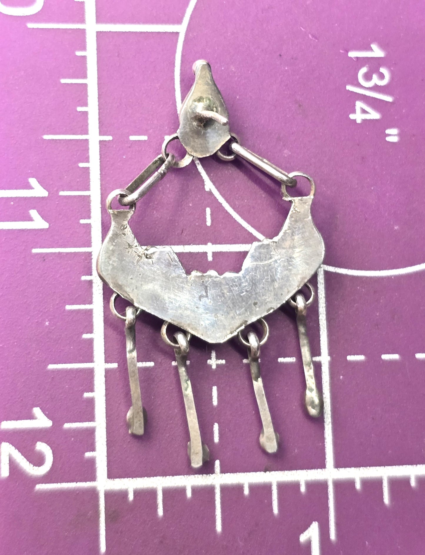 Zuni petite point turquoise Native American Sterling Silver vintage earrings
