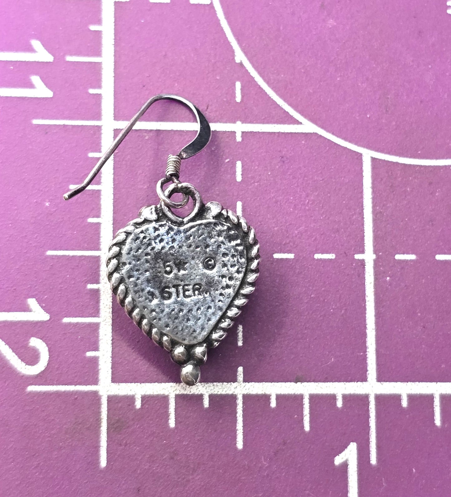 Charoite Purple gemstone heart sterling silver vintage drop earrings