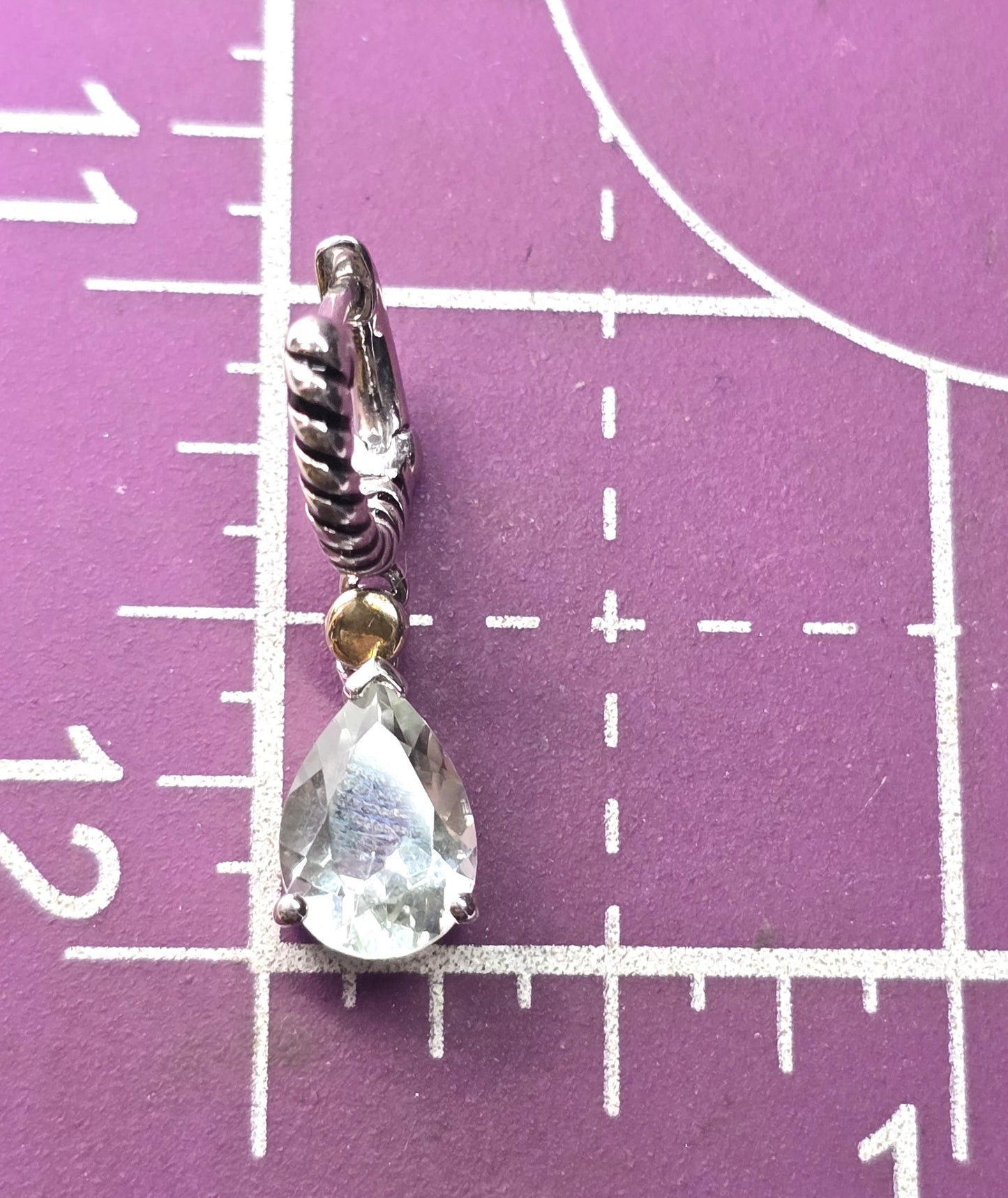 Aquamarine pear cut Sterling Silver & 14k yellow gold drop earrings