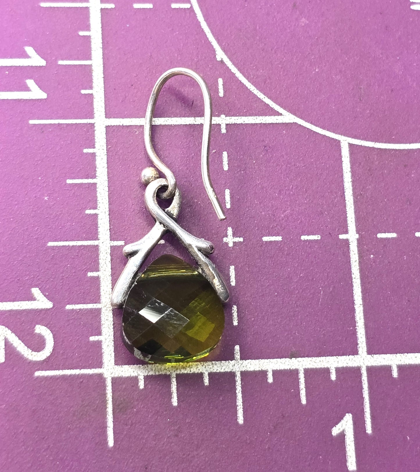 Green natural mossy nature sterling silver open work drop earrings