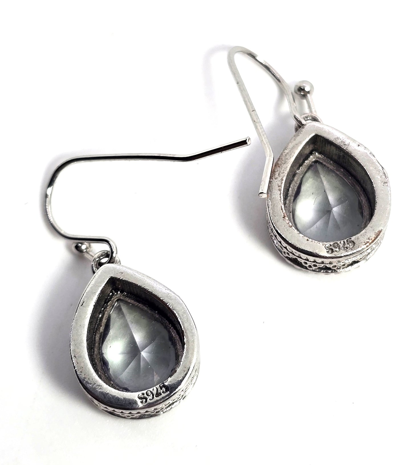 Mystic Topaz sterling silver plated open work tribal Balinese earrings