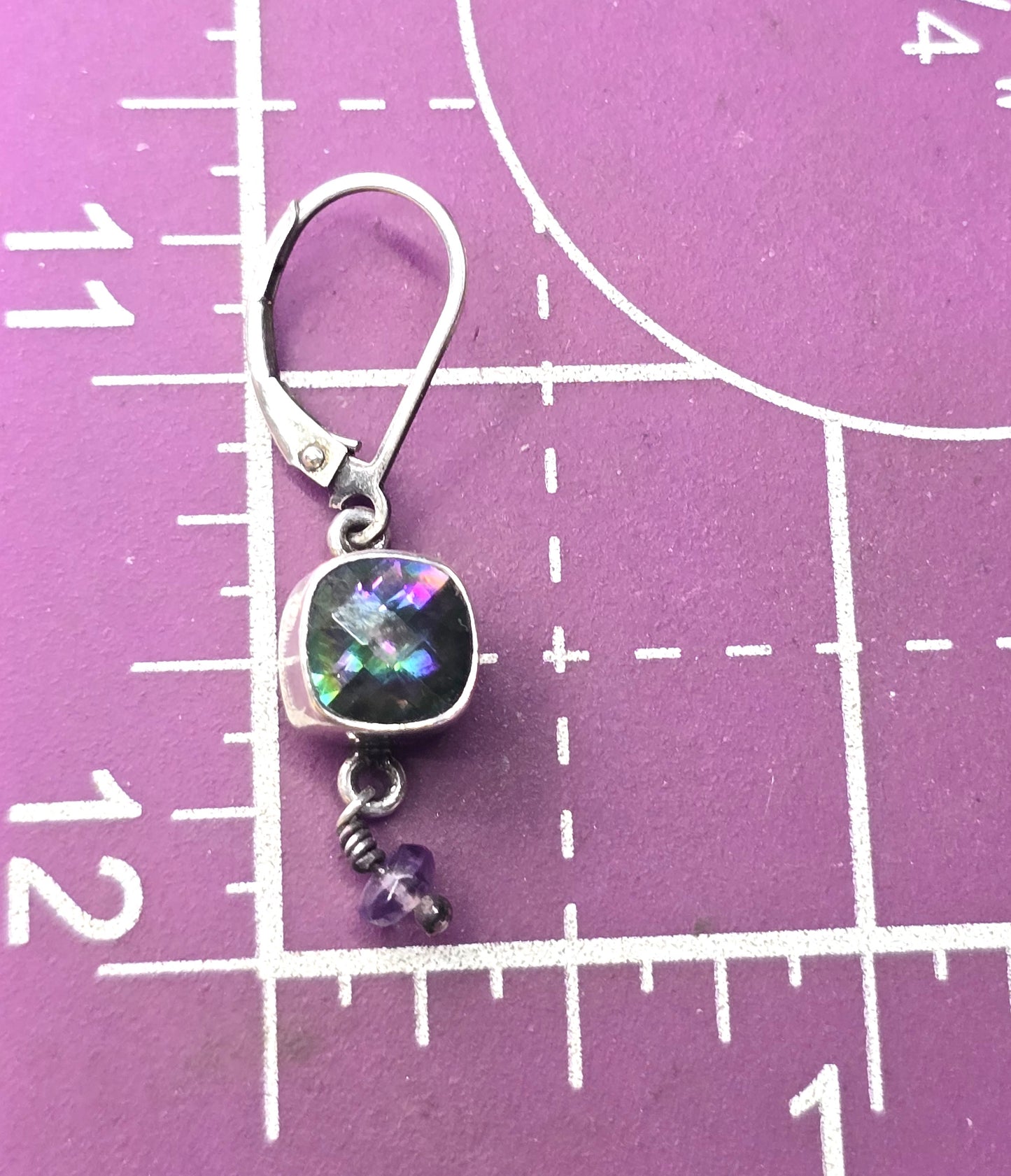 Sajen mystic topaz and amethyst tribal Bali sterling silver vintage earrings