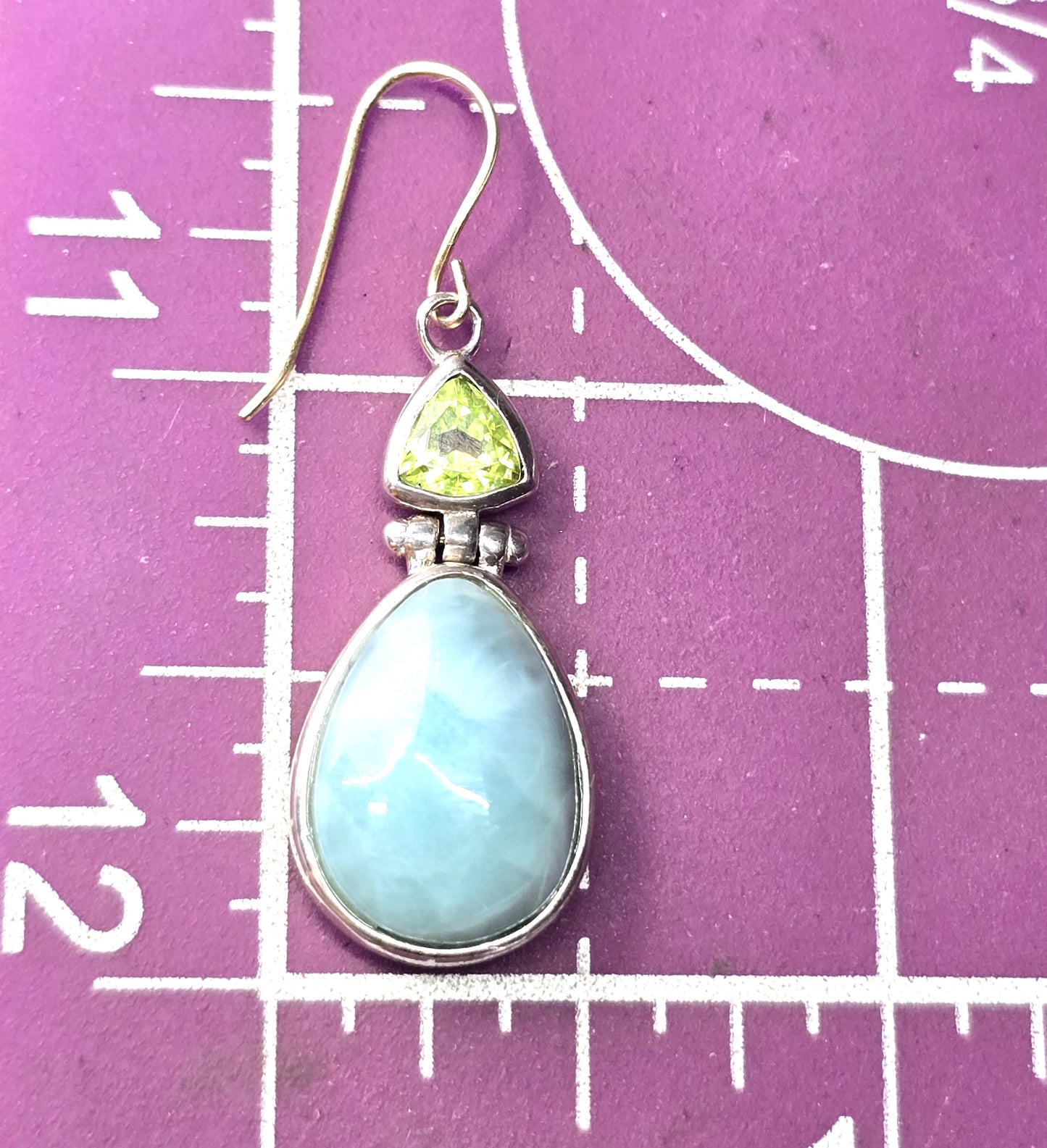 Larimar and Peridot Dominican Republic gemstone sterling silver earrings NF