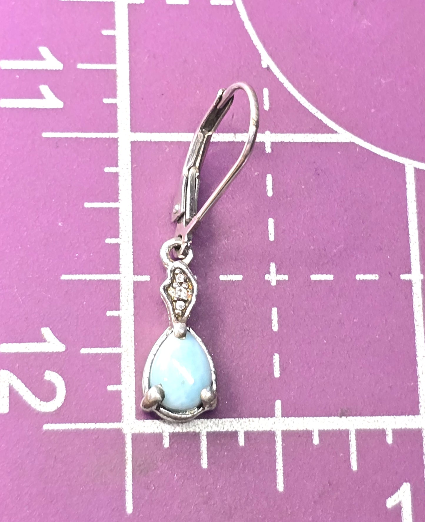 STS Larimar and white topaz Dominican Republic sterling silver lever back earrings