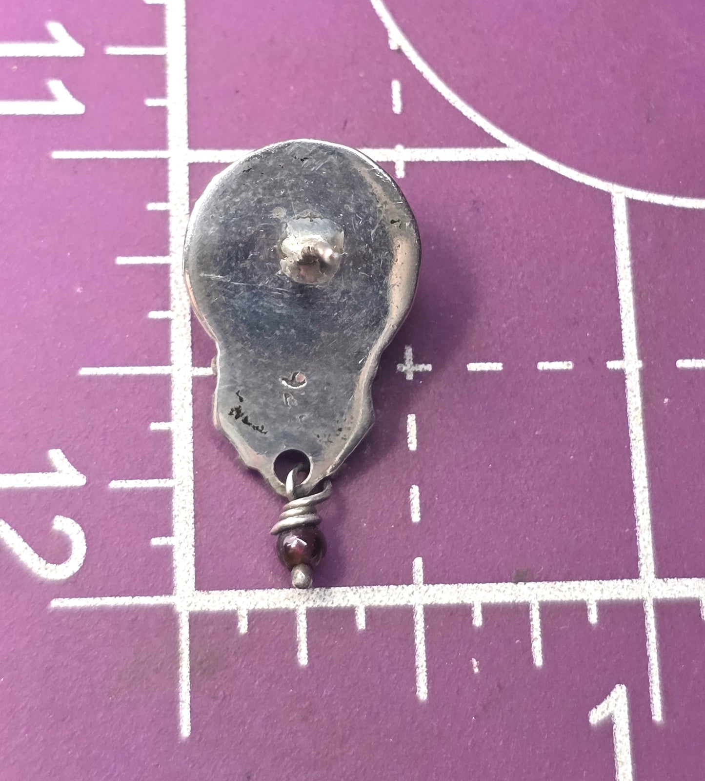 Garnet Bali Balinese tribal style sterling silver vintage drop earrings