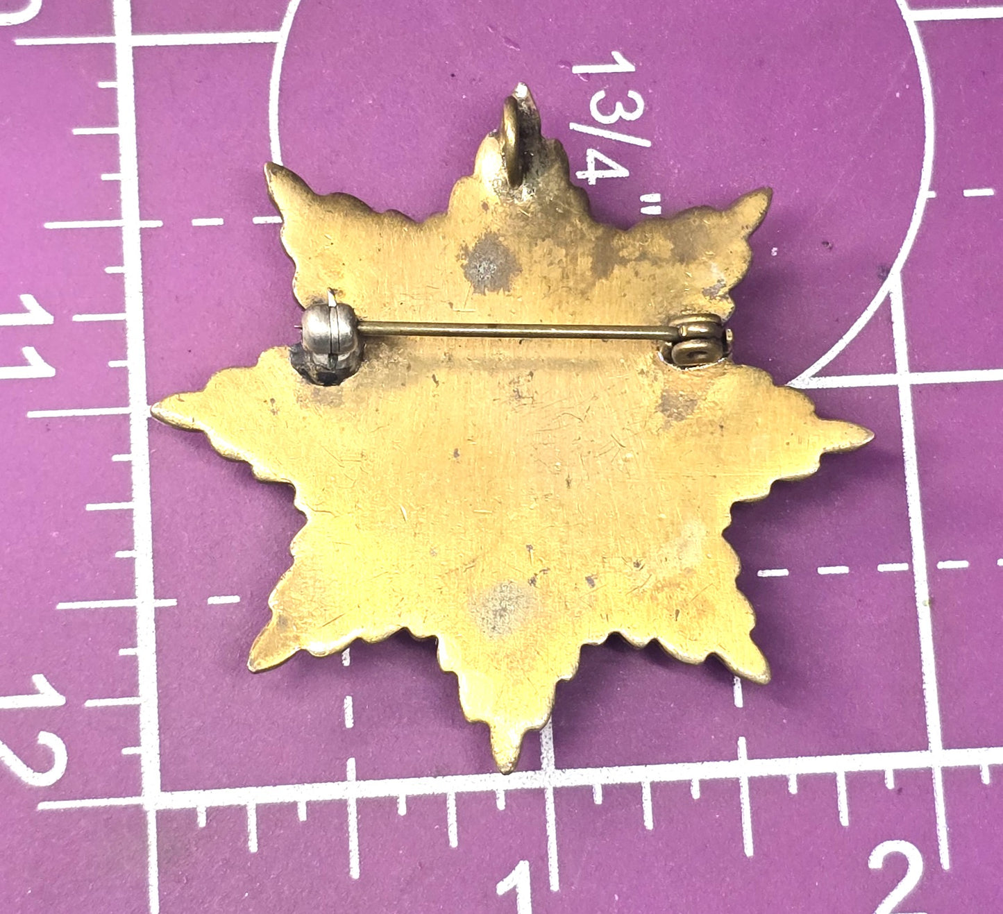 Coat of Arms France 8 Pointed Star Brass Blue and White Enamel Pendant brooch