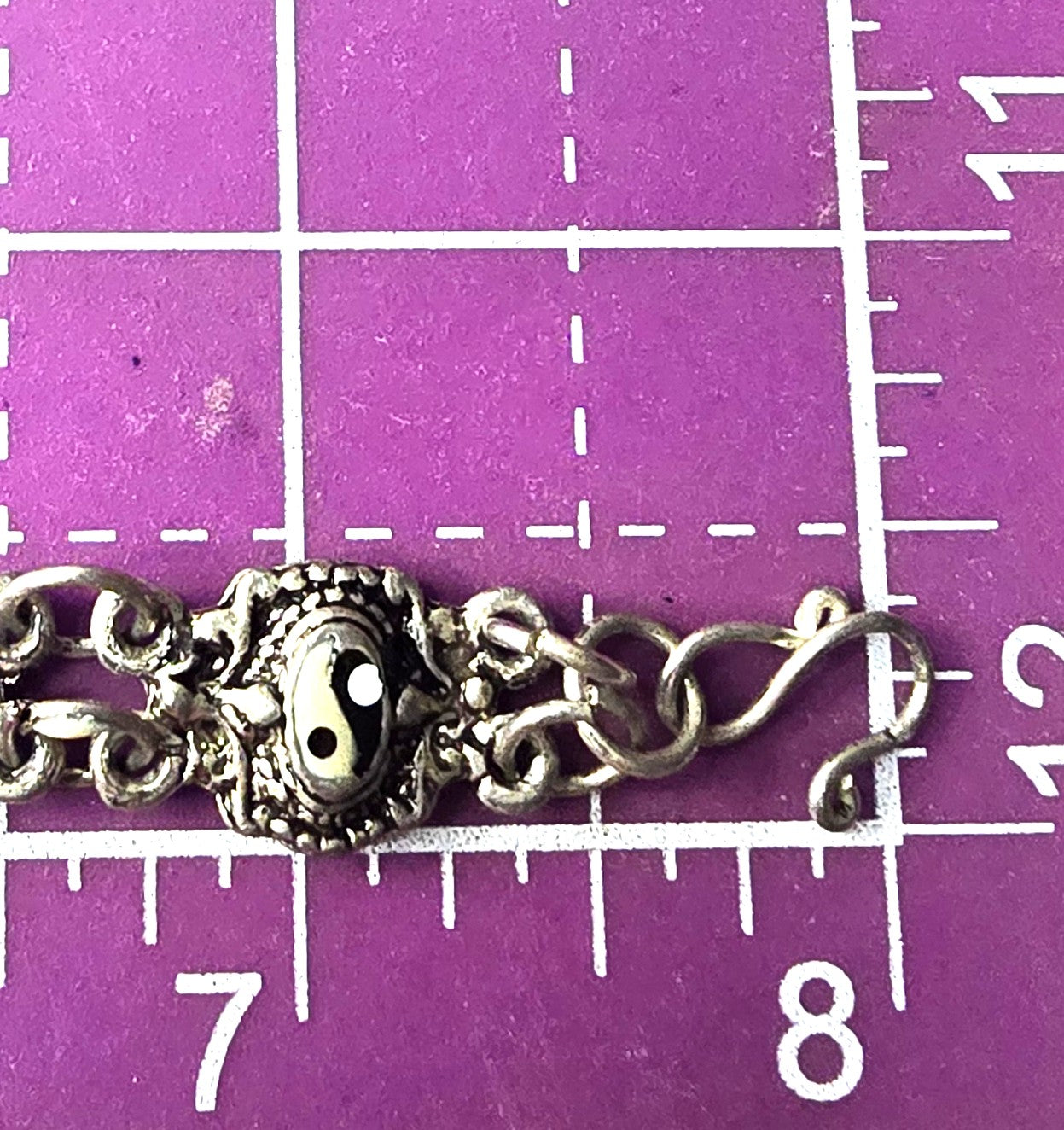 Ying Yang Black & white enamel Balance vintage tribal retro 1990's tennis bracelet