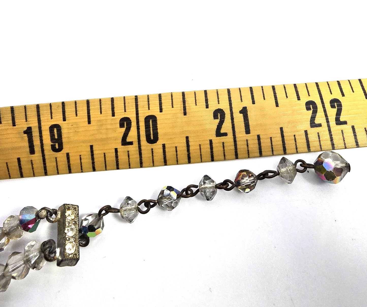 Austrian Crystal Silver Aurora Borealis graduated double strand vintage necklace