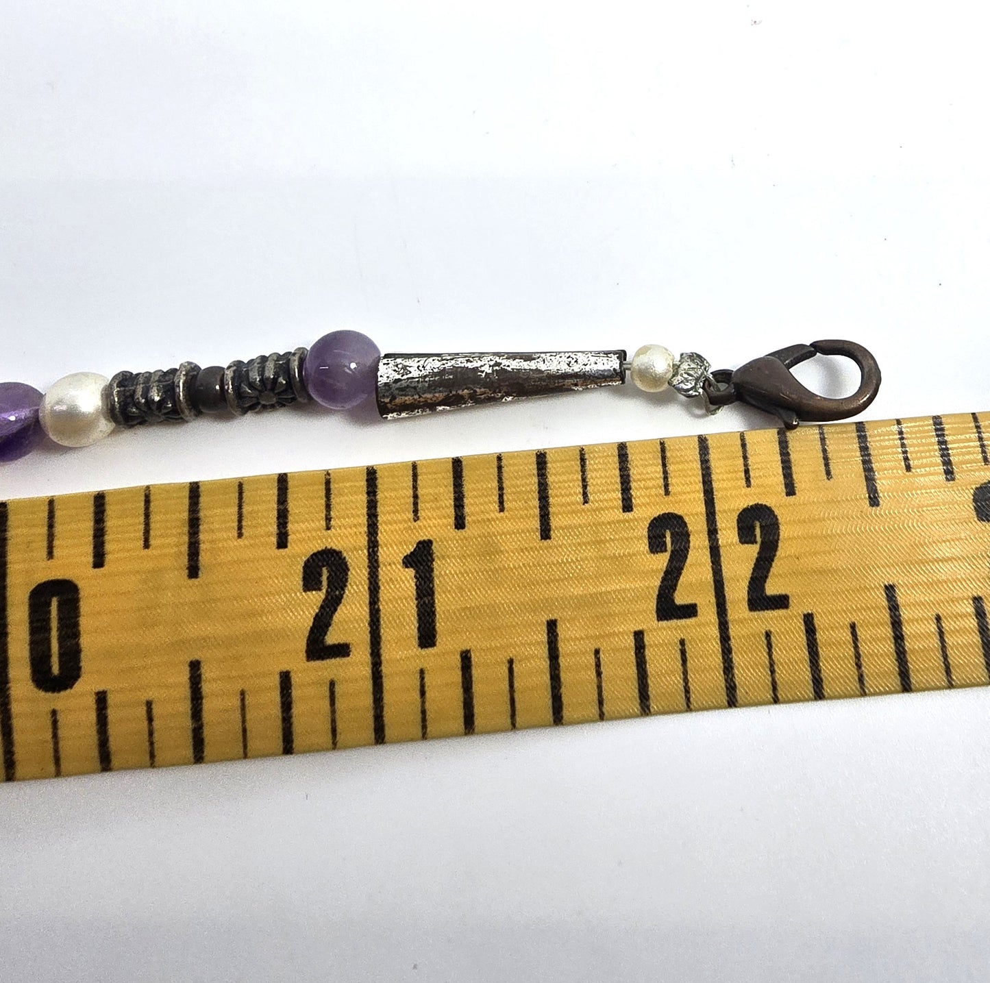 Purple Amethyst Rose Quartz Freshwater Pearl beaded gemstone necklace