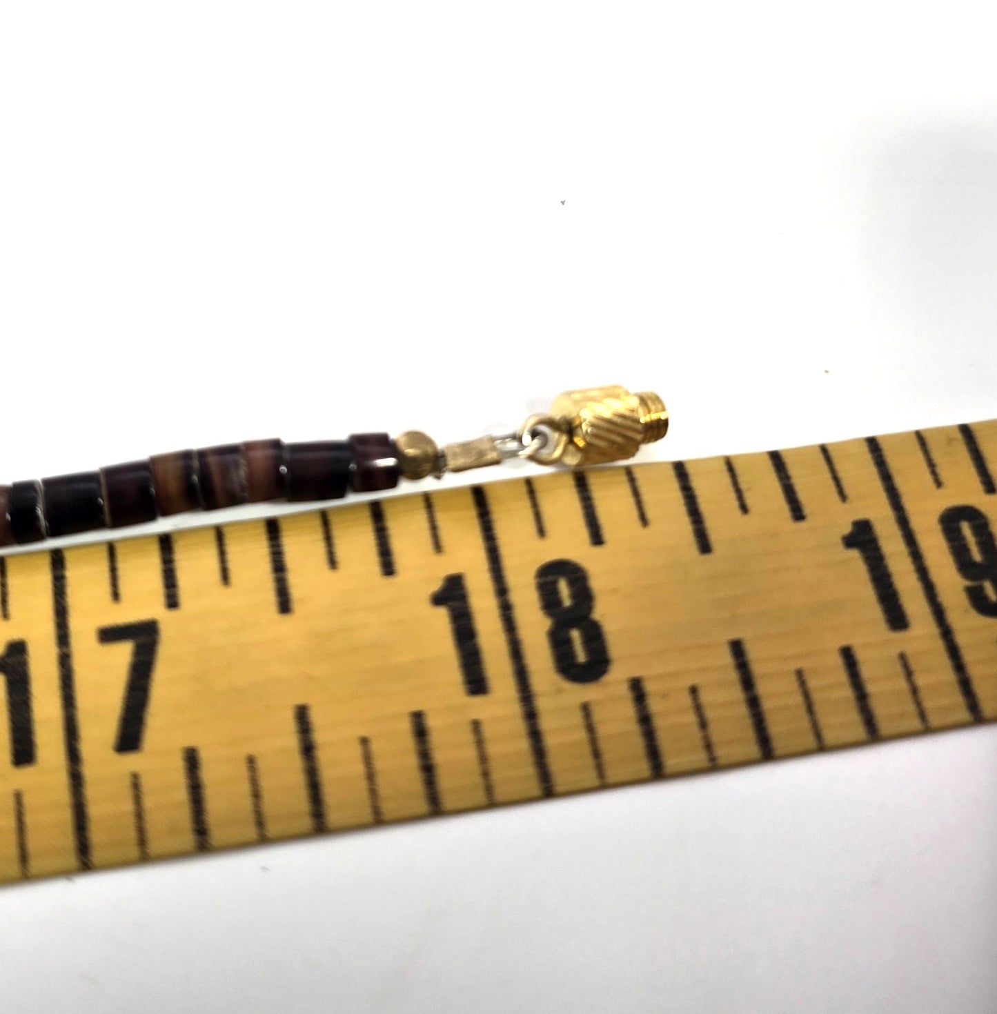 Tiger's eye Bear Claw Heishi beaded gemstone brass vintage necklace
