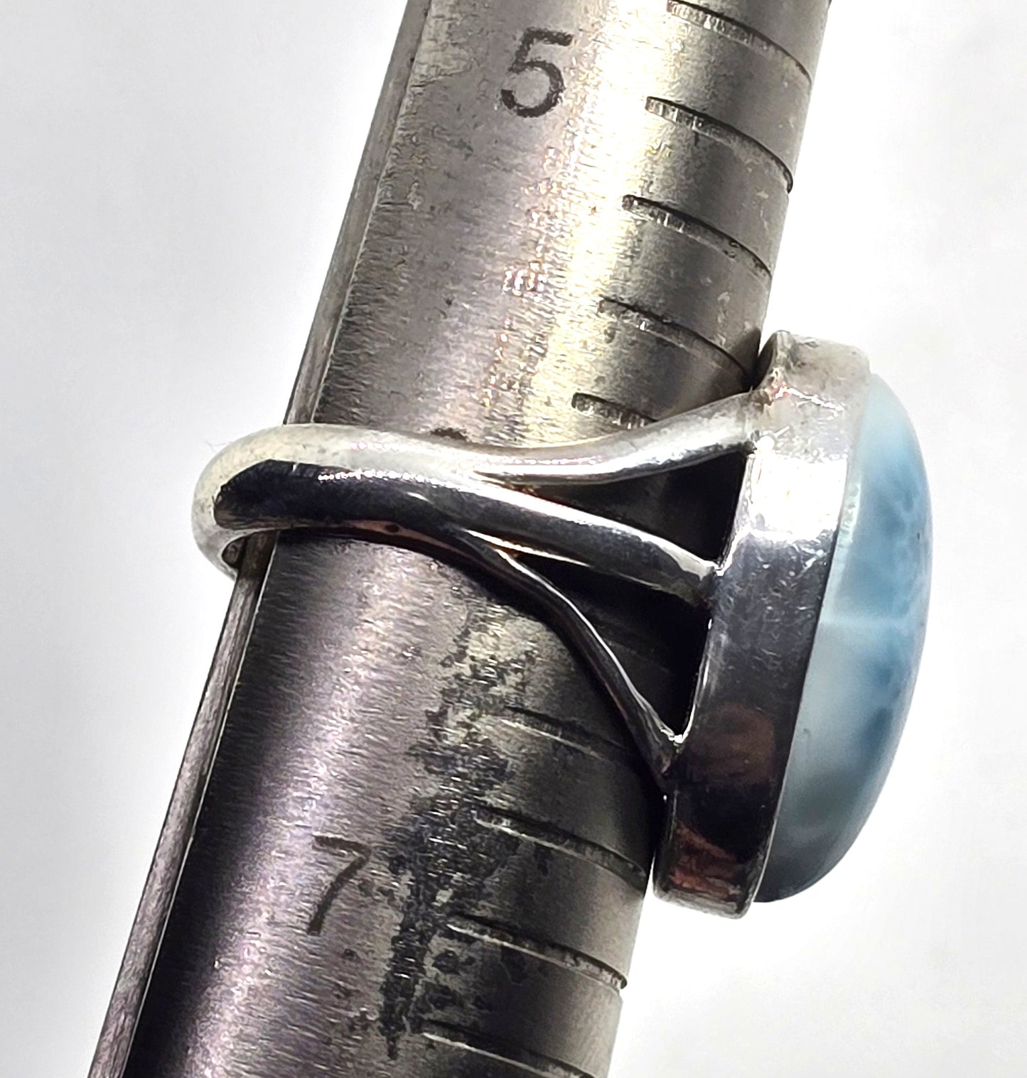 Larimar Dominican Republic blue gemstone sterling silver ring size 6