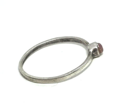 rhodochrosite pink gemstone thin vintage sterling silver stacker ring size 8
