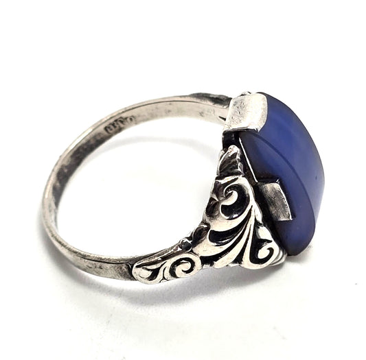 Scandinavian blue Chalcedony 839 vintage sterling silver ring size 8