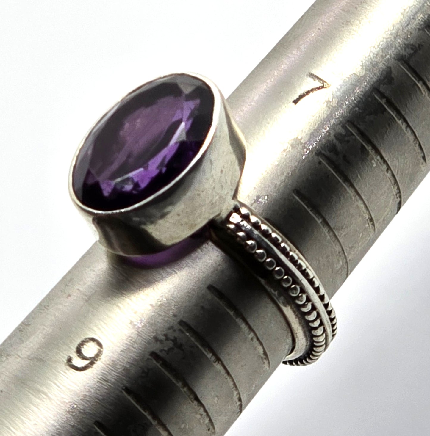 Talia Merav Bali Indonesia Sterling Silver Oval Purple Amethyst Ring Size 8