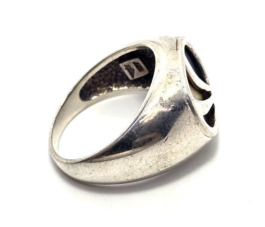 Niobium rainbow metal sterling silver retro wave signed vintage ring size 8