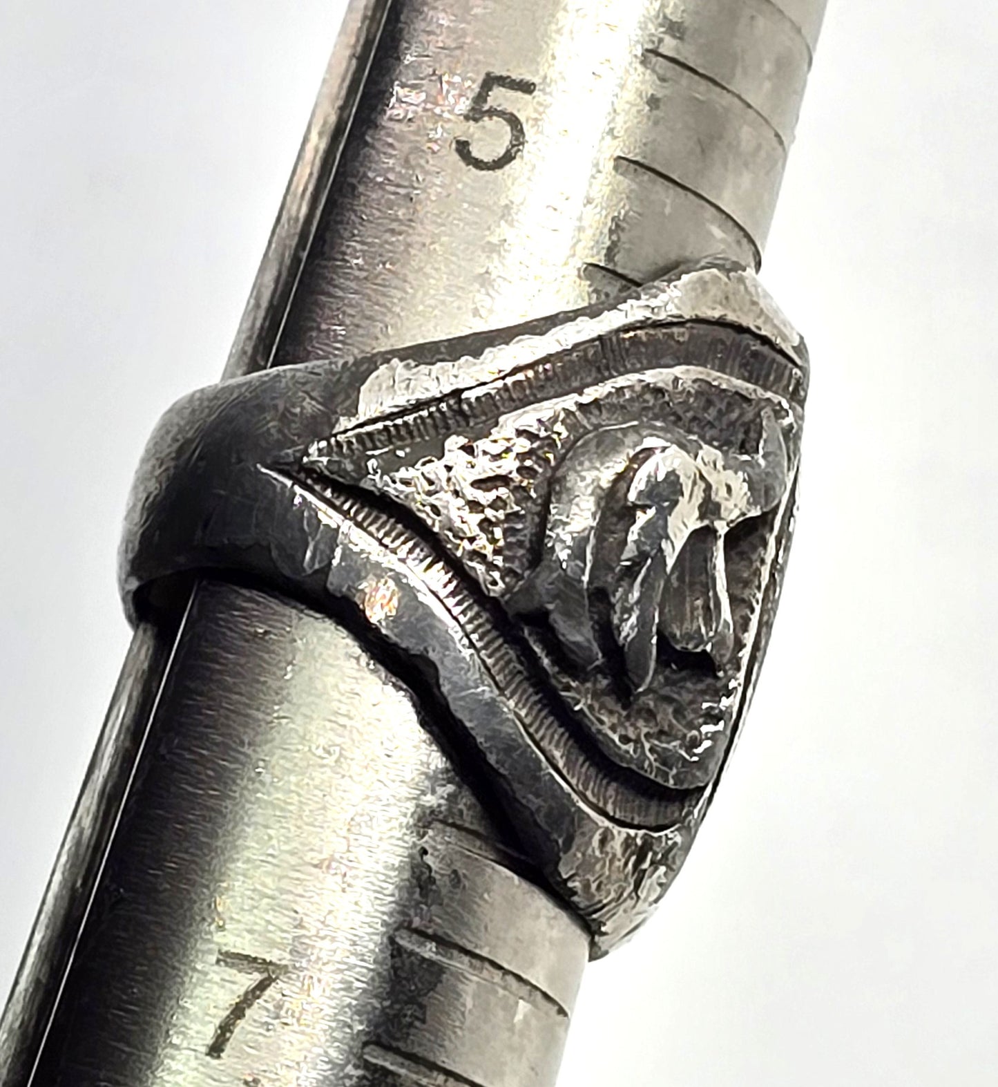 Peace sign retro vintage thick solid sterling silver ring size 6