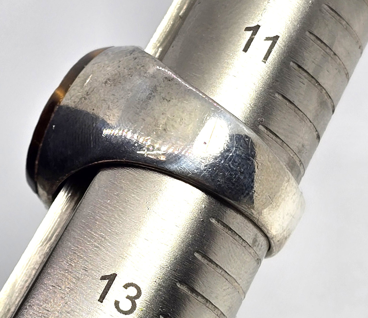 Tiger's Eye Gemstone Inlay Taxco Mexico LAR Sterling Silver vintage ring size 12