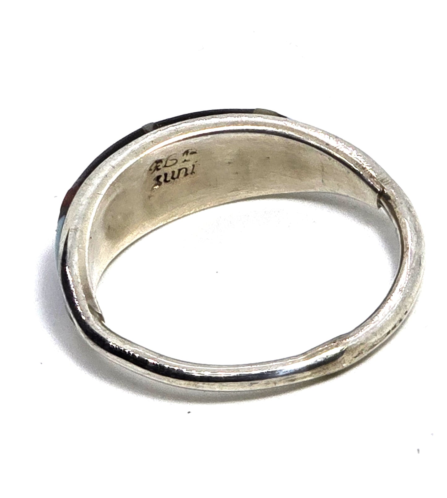 RGB Zuni signed multi gemstone inlay Sterling Silver vintage Ring band size 7.25