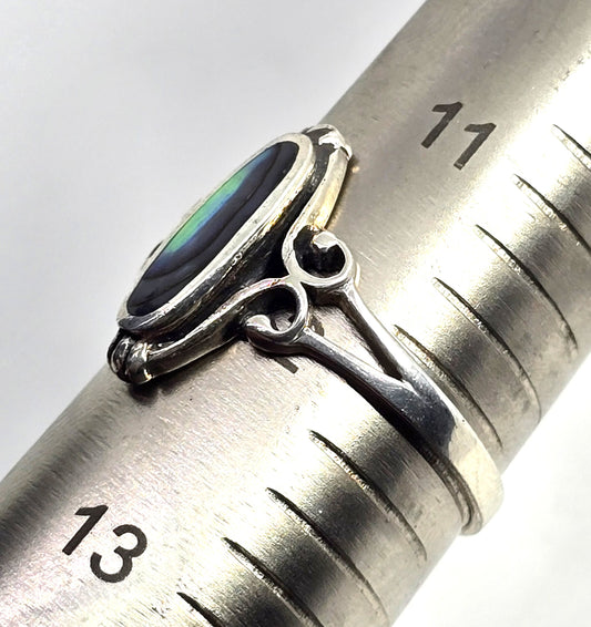 Abalone Paua shell Southwestern signed sterling silver ring size 12