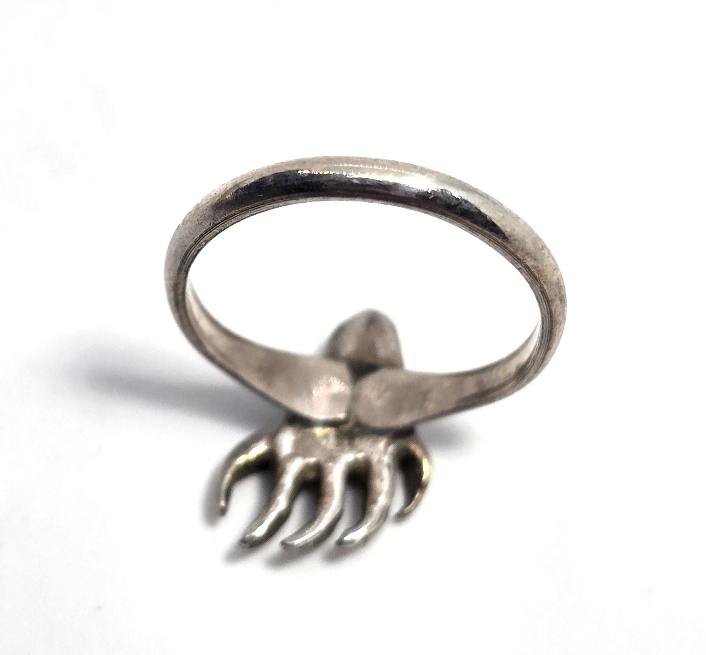 Turquoise small bear claw Native American vintage sterling silver ring size 4